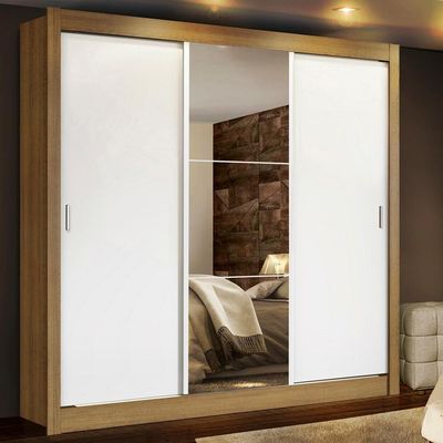 Guarda Roupa Casal Plus 3 Portas Espelho 4 Gavetas Madesa