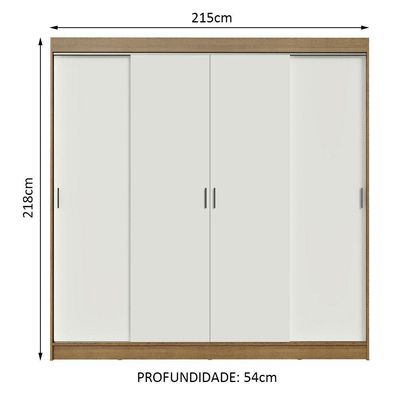 Guarda-roupa Casal Austin 4 Portas 3 Gavetas Rustic