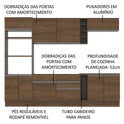 Cozinha Completa Vicenza com Armário e Balcão + Tampo Madesa