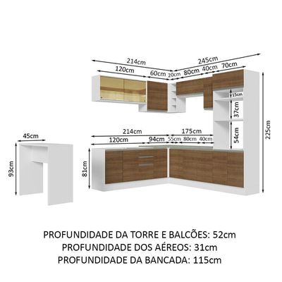 Cozinha Completa 504001 Com Armário E Bancada Branco/Rustic