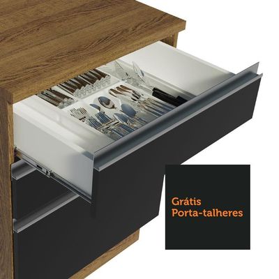 Cozinha Completa 399002 Com Armário E Balcão Rustic/Preto