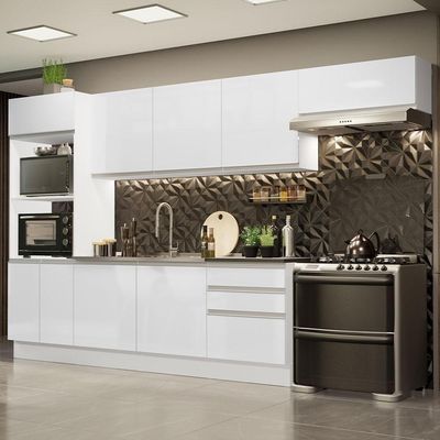 Cozinha Completa 330006 Com Armário E Balcão Branco Brilho
