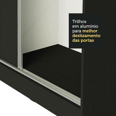 Guarda Roupa Casal Royale 3 Portas de Correr Preto
