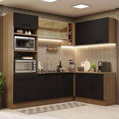Cozinha Completa 399001 Com Armário E Balcão Rustic/Preto