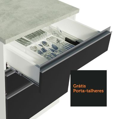 Cozinha Completa 399002 Com Armário E Balcão Branco/Preto
