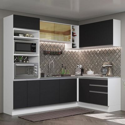Cozinha Completa 399002 Com Armário E Balcão Branco/Preto