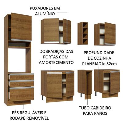 Cozinha Áquila com Armário e Balcão sem Tampo e Pia Madesa