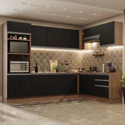 Cozinha Completa 479001 Com Armário E Balcão Rustic/Preto