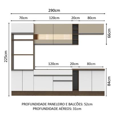 Cozinha Completa Vicenza com Armário e Balcão + Tampo Madesa