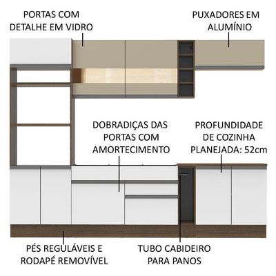 Cozinha Completa Vicenza com Armário e Balcão + Tampo Madesa