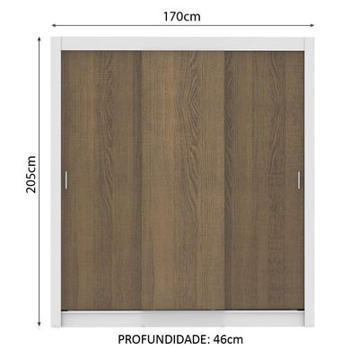 Guarda Roupa Casal Mônaco 3 Portas de Correr Madesa