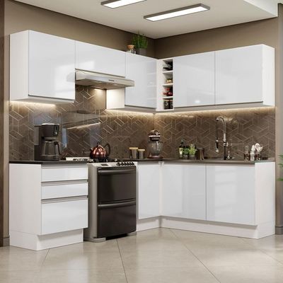 Cozinha Completa 409001 Armário E Balcão Branco Brilho