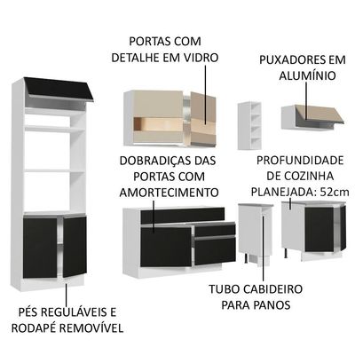 Cozinha Completa Vicenza com Armário e Balcão + Tampo Madesa