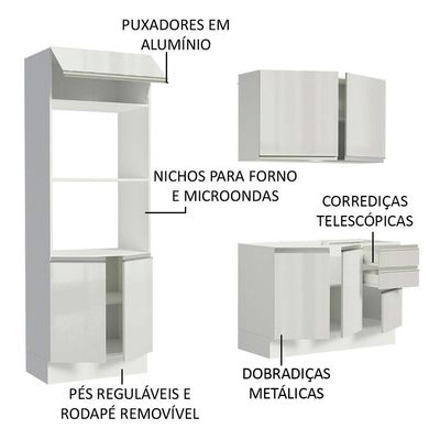 Armário De Cozinha Compacta Acordes Balcão E Torre Portas