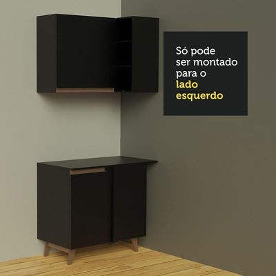 Cozinha Completa de Canto Reims com Armário e Balcão Preto
