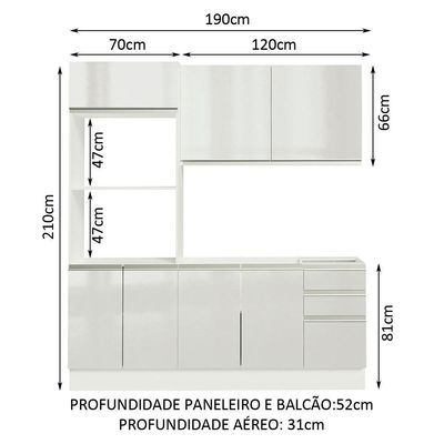 Armário De Cozinha Compacta Acordes Balcão E Torre Portas