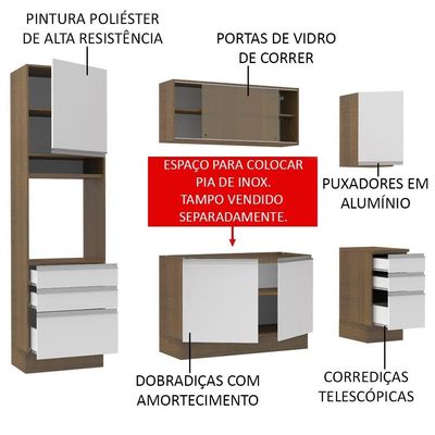 Cozinha Completa Karen Glamy 6 Portas e 6 Gavetas Madesa