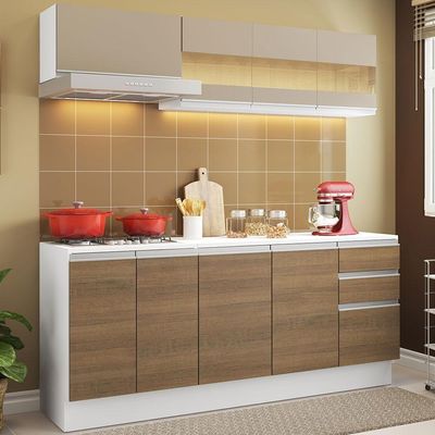 Cozinha 100% MDF Smart Modulada com Balcão e Tampo Madesa