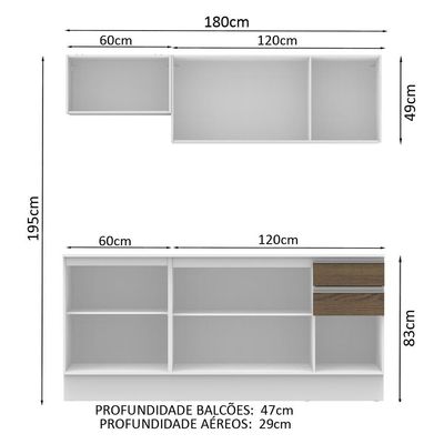 Cozinha 100% MDF Smart Modulada com Balcão e Tampo Madesa