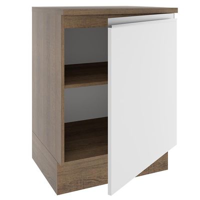 Balcão Glamy 60 cm 1 Porta Rustic e Branco Madesa