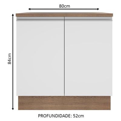 Balcão Glamy 80 cm 2 Portas Rustic e Branco Madesa