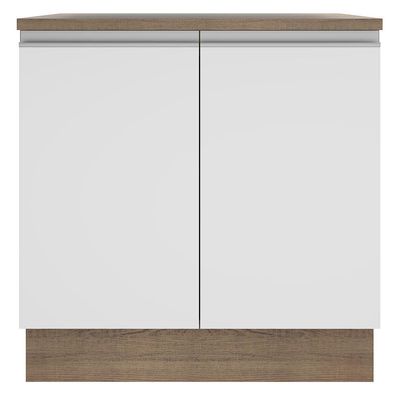 Balcão Glamy 80 cm 2 Portas Rustic e Branco Madesa