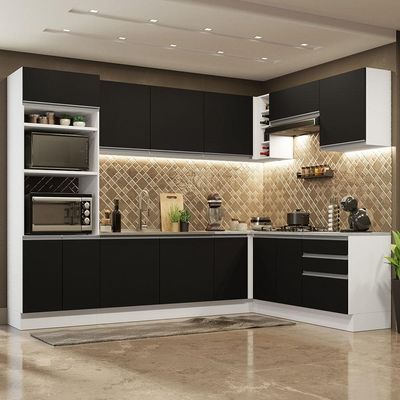 Cozinha Completa 479001 Com Armário E Balcão Branco/Preto