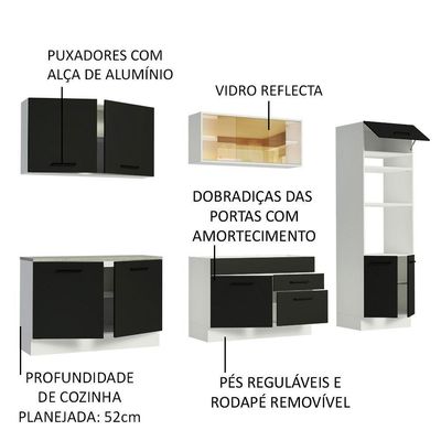 Cozinha Completa Madesa Agata Armário Balcão s/ Tampo Branco