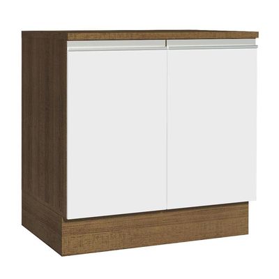 Balcão Glamy 80 cm 2 Portas Rustic e Branco Madesa