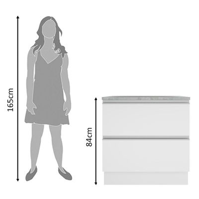Balcão Glamy 80 cm 2 Gavetas Branco Madesa