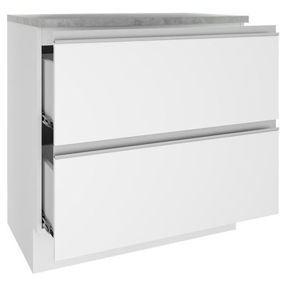 Balcão Glamy 80 cm 2 Gavetas Branco Madesa