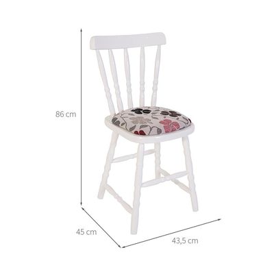 Conjunto com 2 Cadeiras Dalas Poliéster Florido e Branco