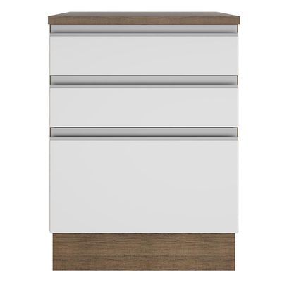 Balcão Glamy 60 cm 3 Gavetas Rustic e Branco Madesa