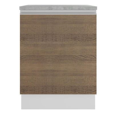 Balcão Glamy 60 cm 1 Porta Branco e Rustic Madesa