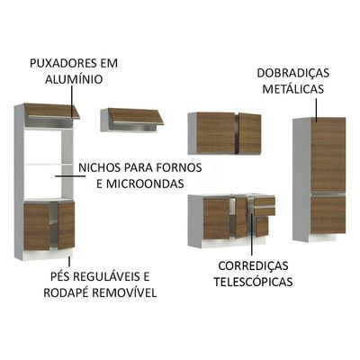 Armário De Cozinha Completa Acordes Balcão sem Tampo E Pia