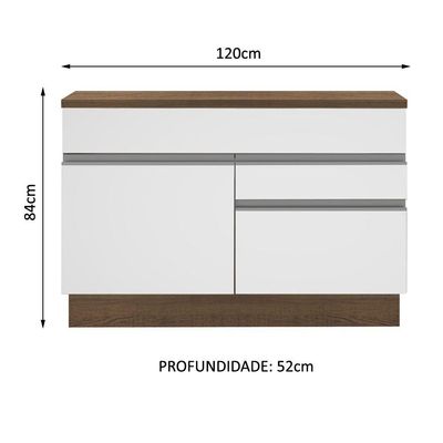 Balcão De Pia Madesa Glamy 1 Porta E 2 Gavetas Branco