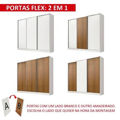 Guarda-Roupa Casal 3 Portas de Correr