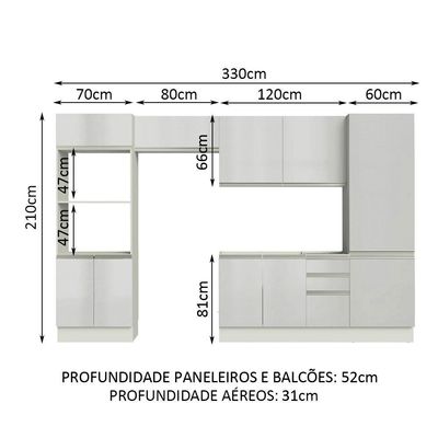 Armário De Cozinha Completa Acordes sem Tampo E Pia Portas