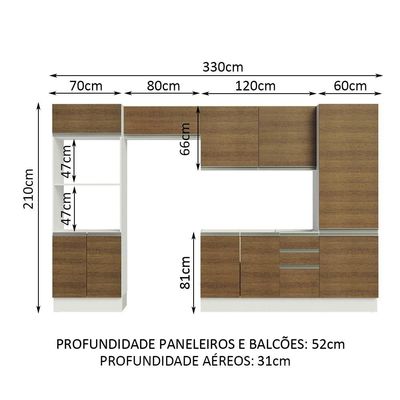 Armário De Cozinha Completa Acordes Balcão sem Tampo E Pia