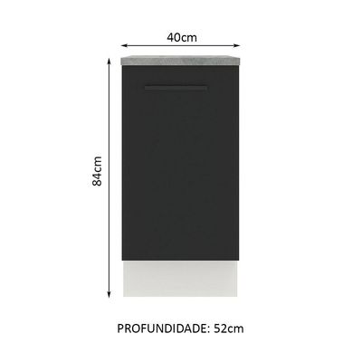 Balcão Madesa Agata 84x40cm 1 Porta Branco Preto