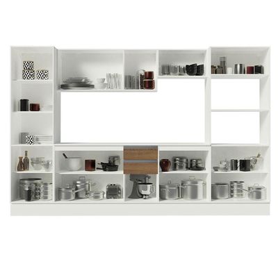 Armário Smart 100% Mdf 300cm com Balcão e Tampo Branco