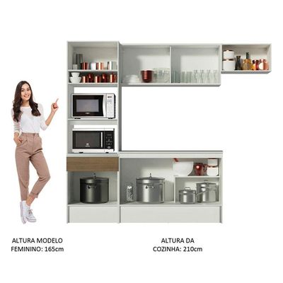 Armário de Cozinha Diamante com Balcão e Tampo Branco Rustic
