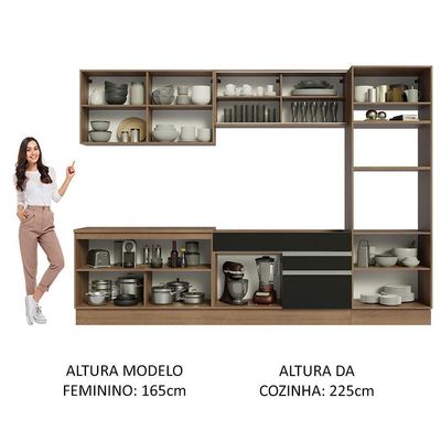 Cozinha Completa 310001 Com Armário E Balcão Rustic/Preto