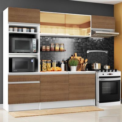 Armário de Cozinha Diamante com Balcão e Tampo Branco Rustic