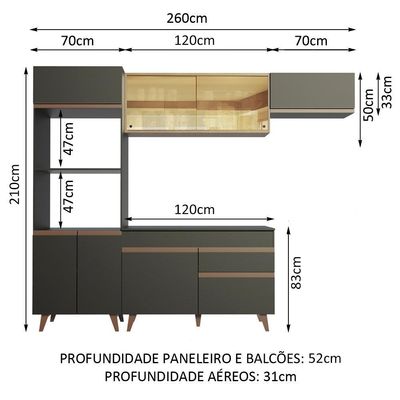 Cozinha Completa Madesa Reims Armário E Balcão Preto/rustic