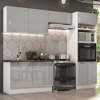 Cozinha Completa 270001 Com Armário E Balcão Branco/Cinza