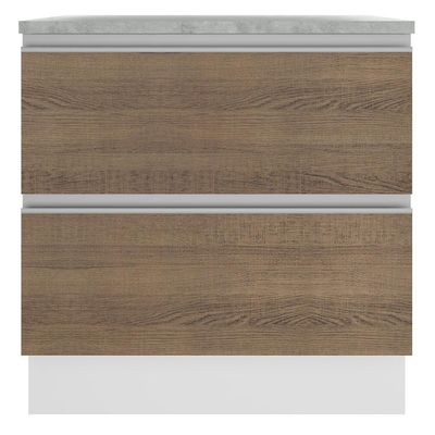 Balcão Glamy 80 cm 2 Gavetas Branco e Rustic Madesa