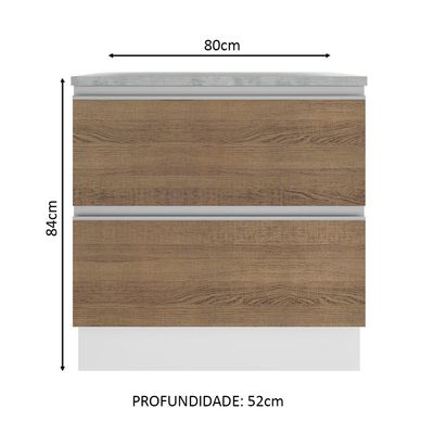 Balcão Glamy 80 cm 2 Gavetas Branco e Rustic Madesa
