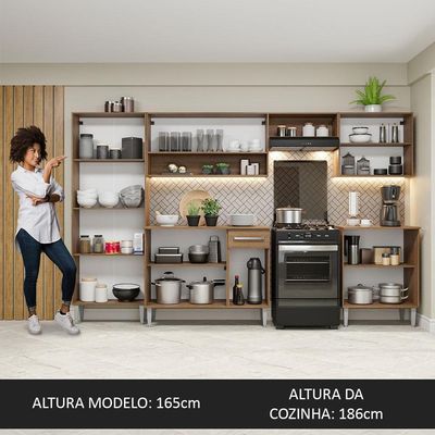 Armário De Cozinha Com Balcão E Paneleiro Rustic/Preto