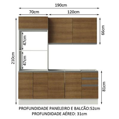 Armário De Cozinha Compacta Madesa Acordes Balcão E Torre